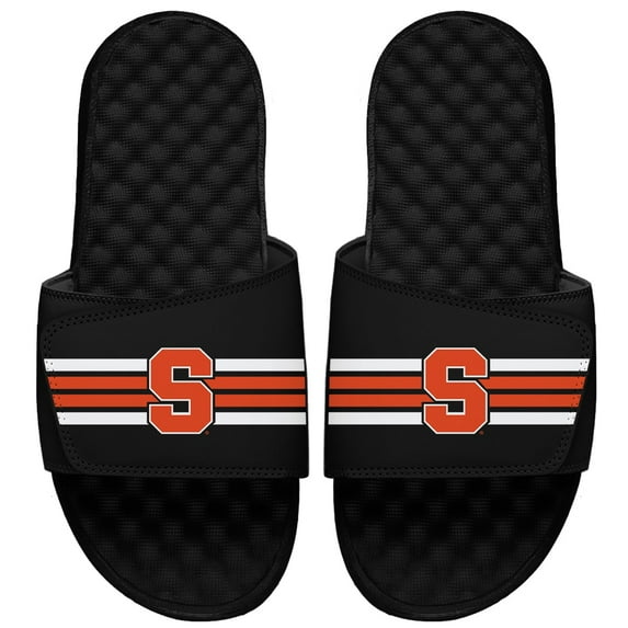 Men's ISlide Black Syracuse Orange Varsity Stripes Slide Sandals