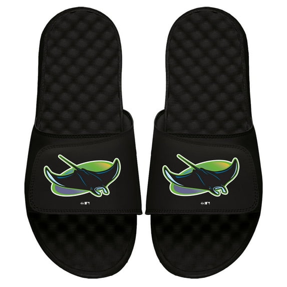 Men's ISlide Black Tampa Bay Rays Cooperstown Alternate Logo Slide Sandals