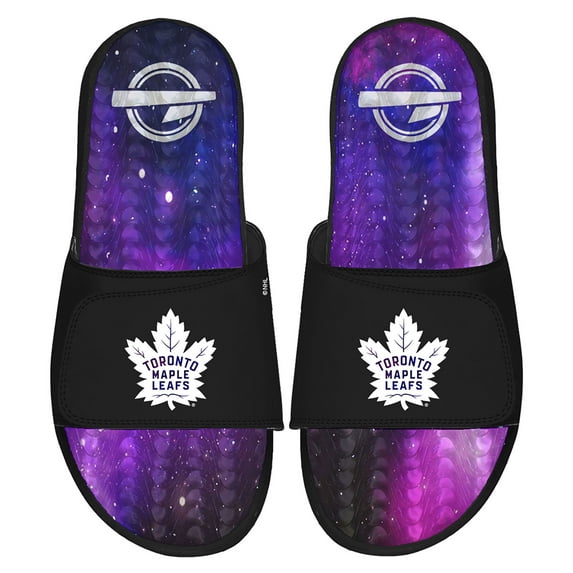 Men's ISlide Black Toronto Maple Leafs Galaxy Gel Slide Sandals