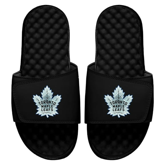 Men's ISlide Black Toronto Maple Leafs Ice Clipping Mask Slide Sandals