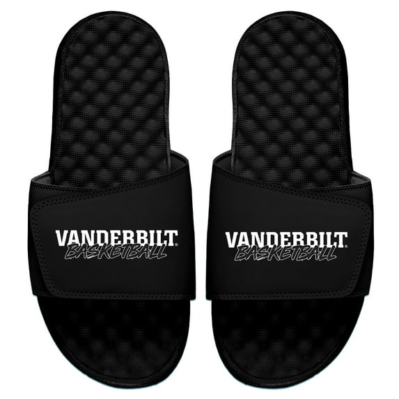 Men's ISlide Black Vanderbilt Commodores Basketball Stacked Slide Sandals