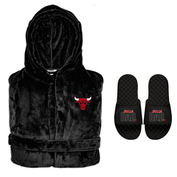 Men's ISlide Chicago Bulls Dad Robe & Slide Sandals Bundle