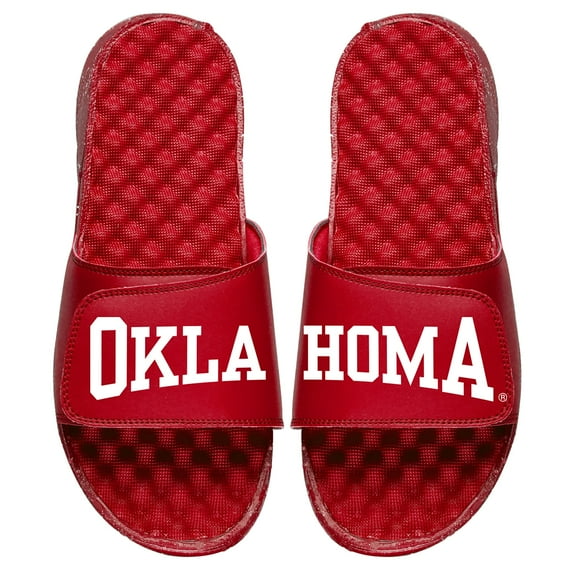 Men's ISlide Crimson Oklahoma Sooners Wordmark Split Slide Sandals