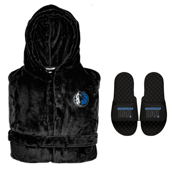 Men's ISlide Dallas Mavericks Dad Robe & Slide Sandals Bundle