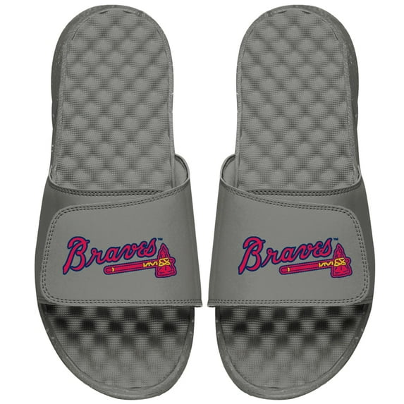 Men's ISlide Gray Atlanta Braves Primary Logo Slide Sandals