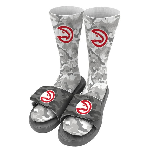 Men's ISlide Gray Atlanta Hawks Camo Sock & Slide Bundle
