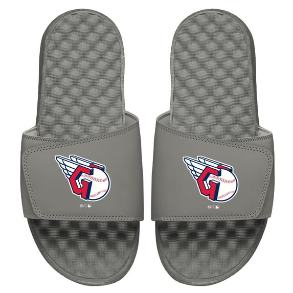 Men's ISlide Gray Cleveland Guardians Primary Logo Slide Sandals