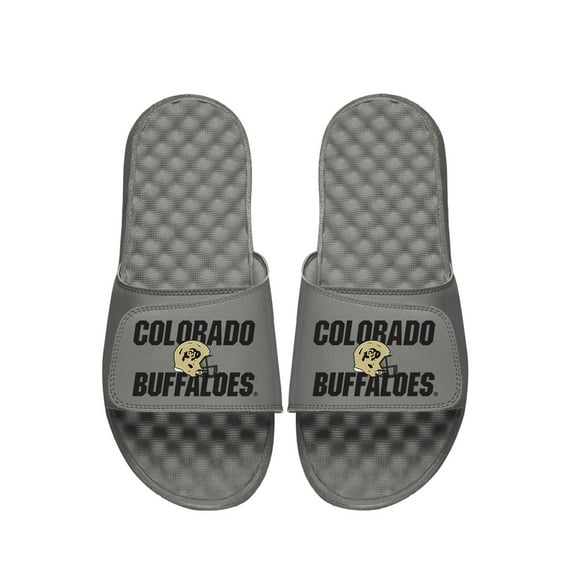 Men's ISlide Gray Colorado Buffaloes Helmet Stack Slide Sandals