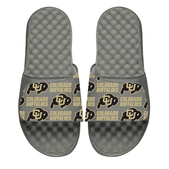 Men's ISlide Gray Colorado Buffaloes Logo Pattern Slide Sandals