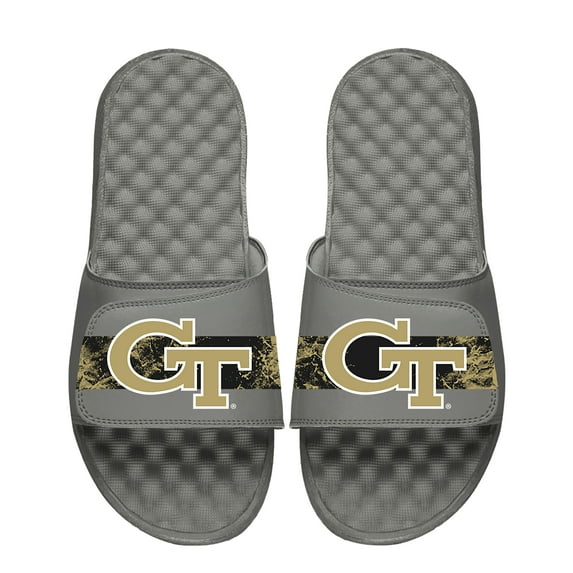 Men's ISlide Gray Georgia Tech Yellow Jackets Distressed Slide Sandals