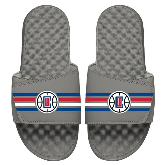 Men's ISlide Gray LA Clippers Stripes Slide Sandals