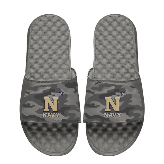Men's ISlide Gray Navy Midshipmen Camo Slide Sandals