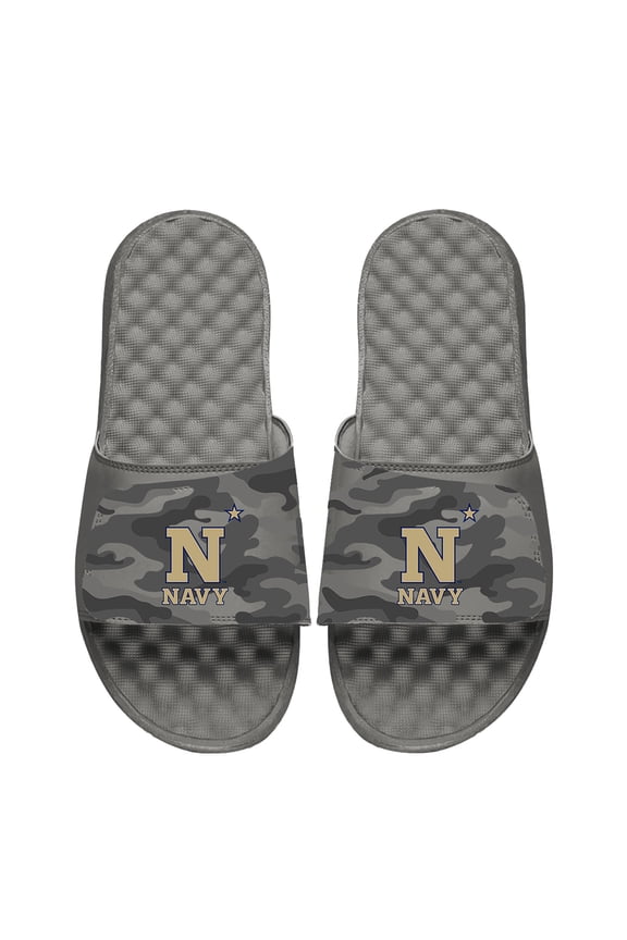 Men's ISlide Gray Navy Midshipmen Camo Slide Sandals