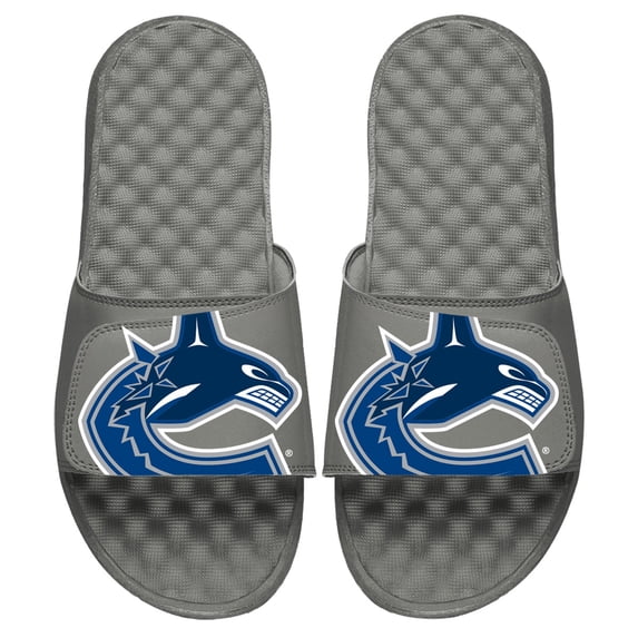 Men's ISlide Gray Vancouver Canucks Blown Up Logo Slide Sandals