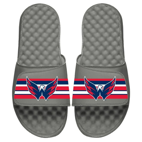 Men's ISlide Gray Washington Capitals Stripe Logo Slide Sandals
