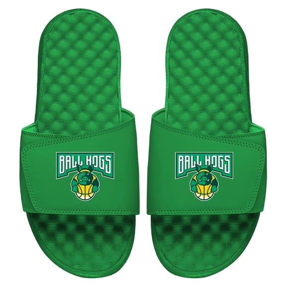 Men's ISlide Green Ball Hogs Primary Logo Slide Sandals
