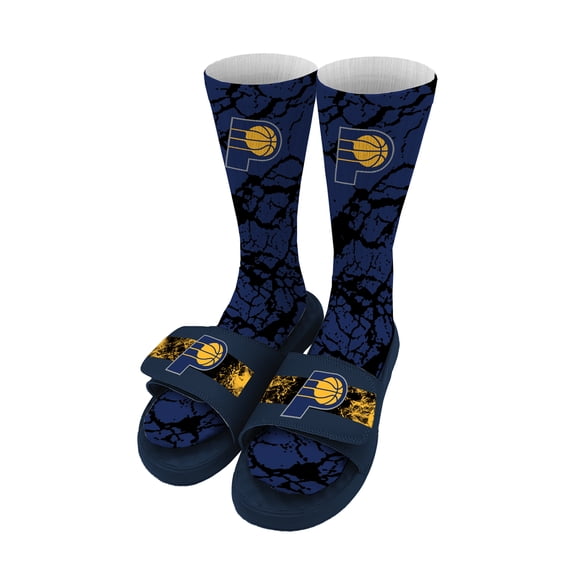 Men's ISlide Indiana Pacers Distressed Socks & Slide Sandals Bundle