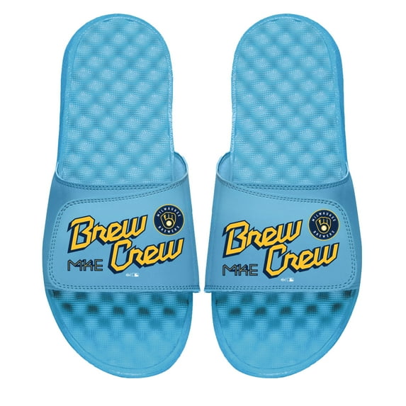 Men's ISlide Light Blue Milwaukee Brewers City Connect Slide Sandals