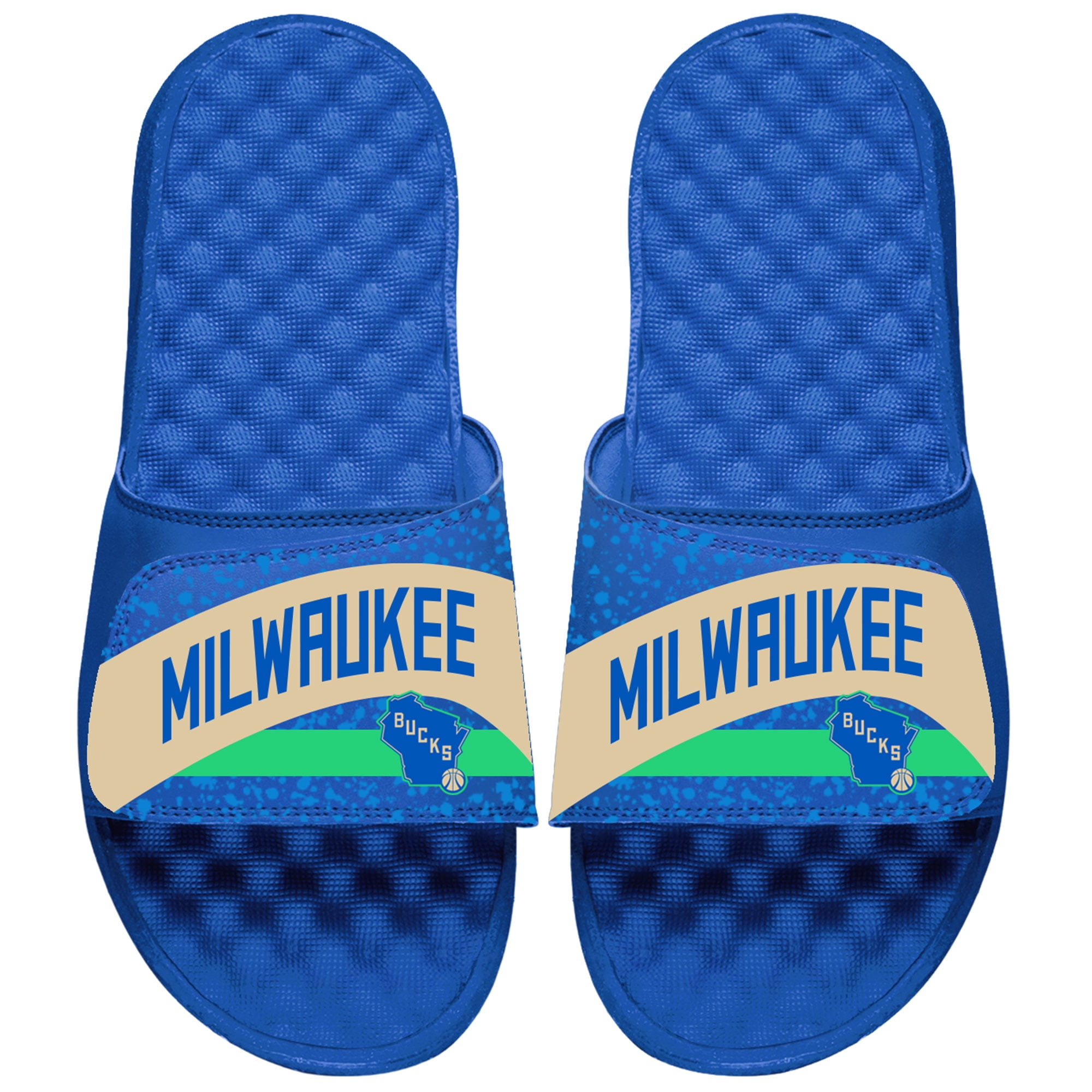 RARE iSlide Milwaukee Bucks Cream City Edition Comfort Slides sandals NBA PE 11 Milwaukee Bucks NBA Custom Slide Sandals - ISlide main image 2