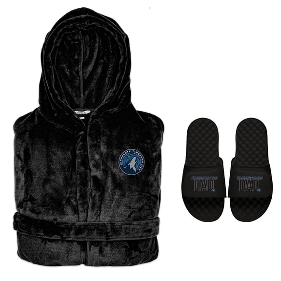 Men's ISlide Minnesota Timberwolves Dad Robe & Slide Sandals Bundle