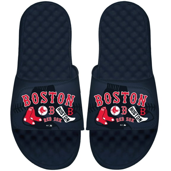 Men's ISlide Navy Boston Red Sox Collage Slide Sandals