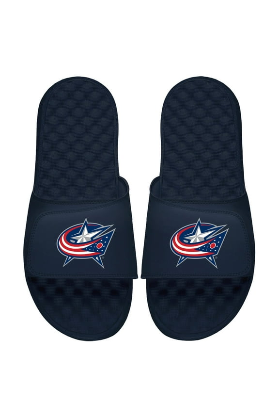 Men's ISlide Navy Columbus Blue Jackets Primary Logo Slide Sandals