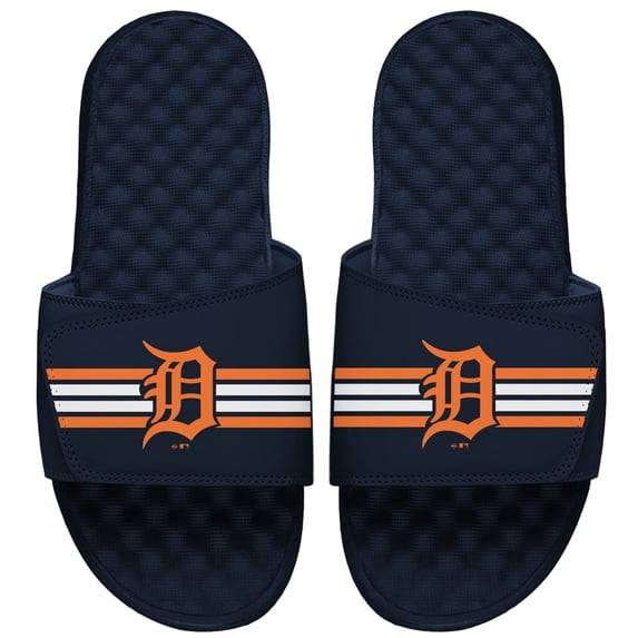 Men's ISlide Navy Detroit Tigers Varsity Stripes Slide Sandals