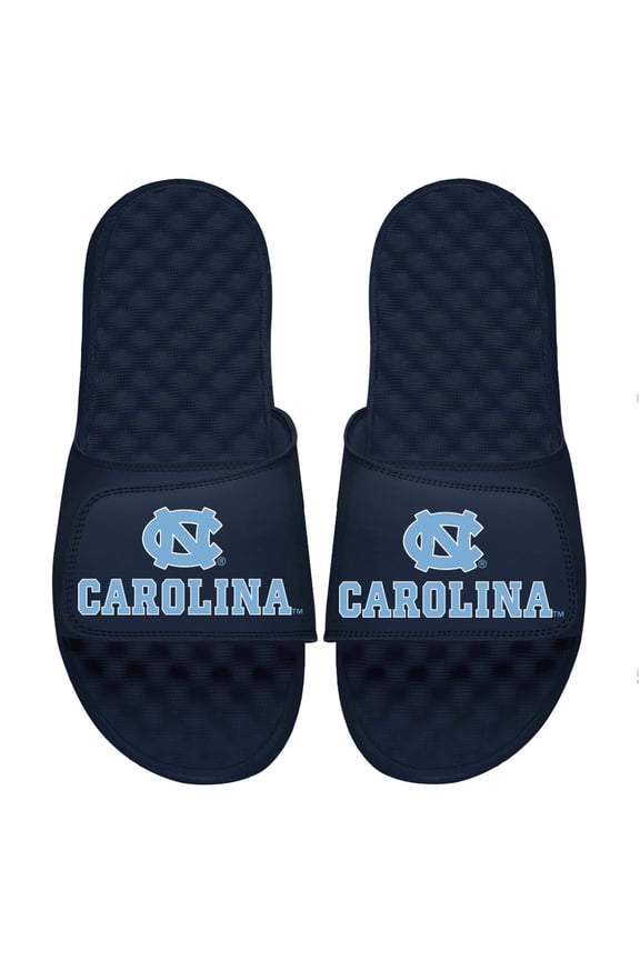Men's ISlide Navy North Carolina Tar Heels Wordmark Logo Slide Sandals
