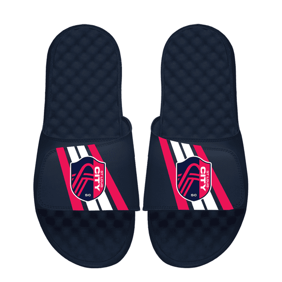 Men's ISlide Navy St. Louis City SC Vertical Stripes Slide Sandals