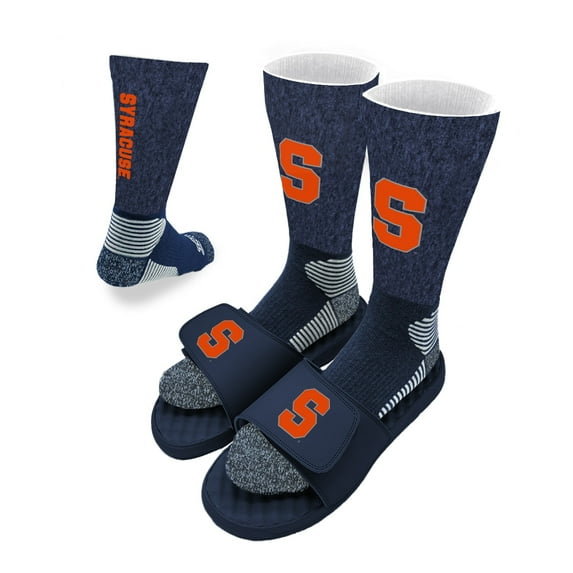 Men's ISlide Navy Syracuse Orange Primary Logo Sock & Slide Bundle