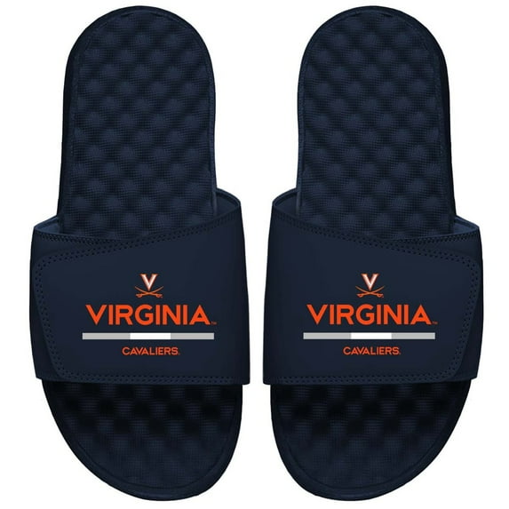 Men's ISlide Navy Virginia Cavaliers Split Bar Slide Sandals