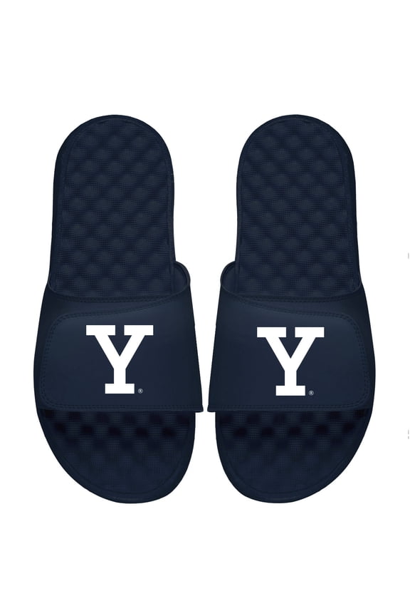 Men's ISlide Navy Yale Bulldogs Block Logo Slide Sandals