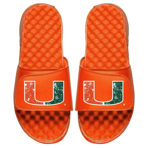 Men's ISlide Orange Miami Hurricanes Distressed Slide Sandal