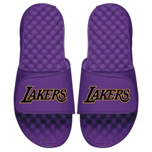 Men's ISlide Purple Los Angeles Lakers Wordmark Slide Sandals