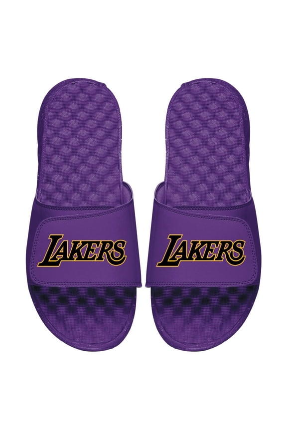 Men's ISlide Purple Los Angeles Lakers Wordmark Slide Sandals