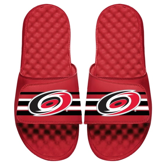 Men's ISlide Red Carolina Hurricanes Stripe Logo Slide Sandals