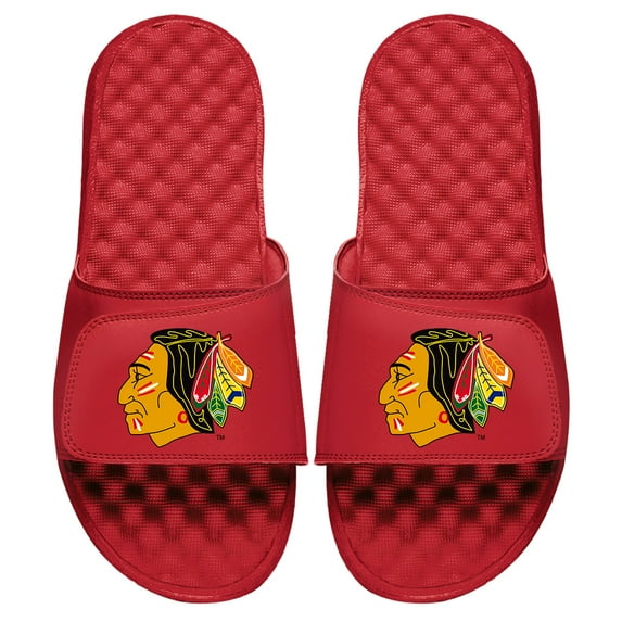 Men's ISlide Red Chicago Blackhawks Vintage Logo Slide Sandals