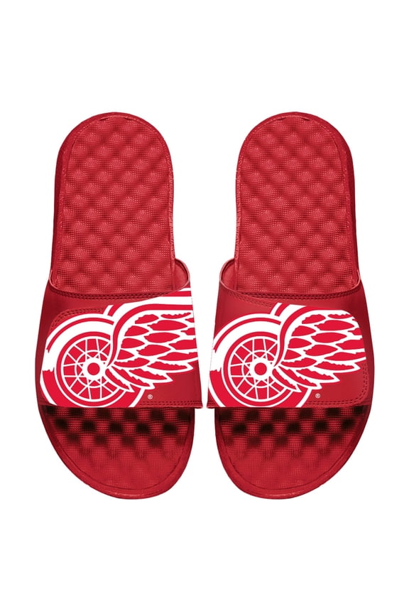 Men's ISlide Red Detroit Red Wings Blown Up Logo Slide Sandals