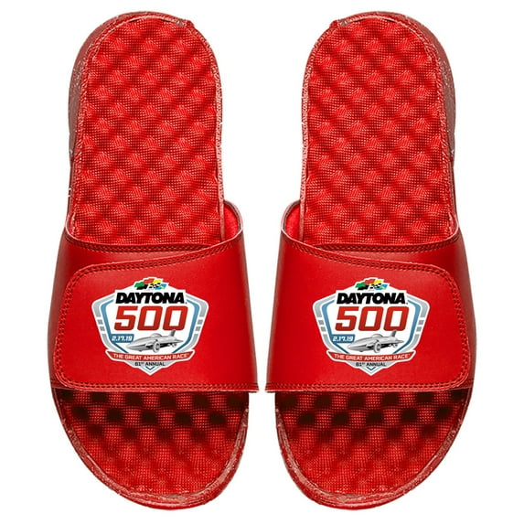 Men's ISlide Red NASCAR 2019 Daytona 500 Color Logo Slide Sandals