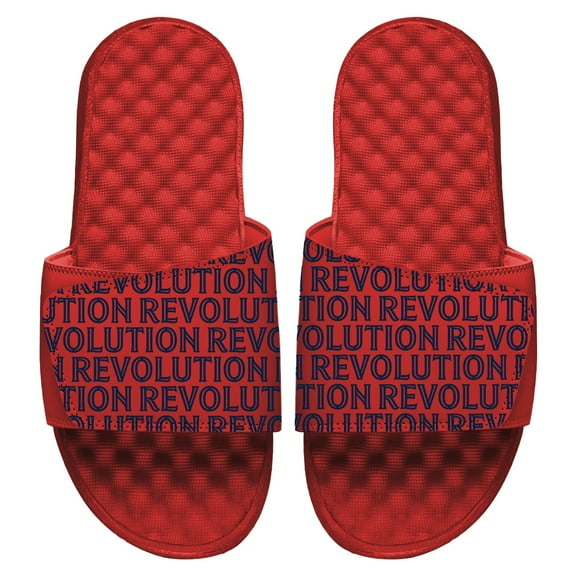 Men's ISlide Red New England Revolution Pattern Logo Slide Sandals
