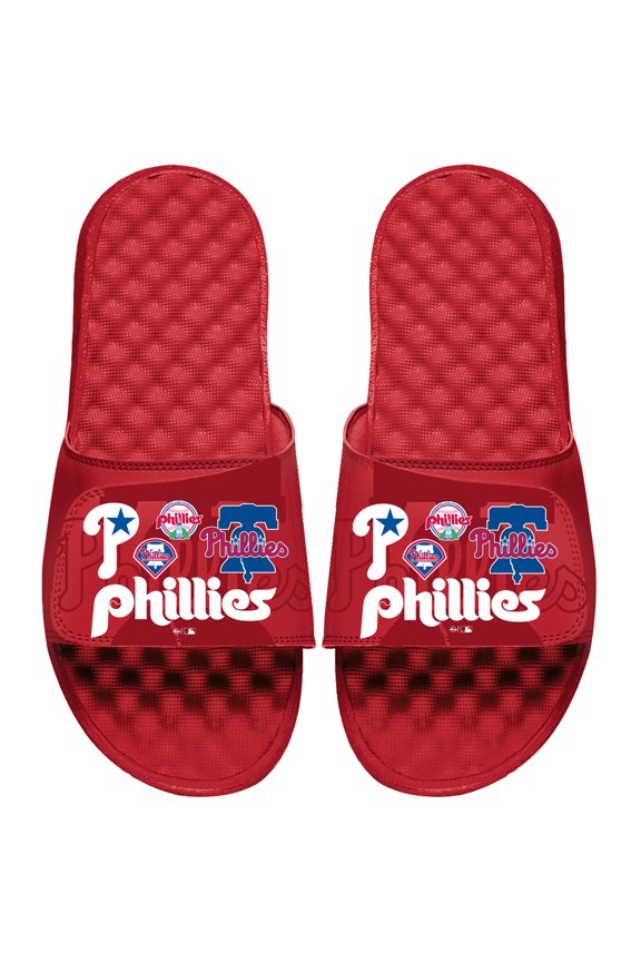 Men's ISlide Red Philadelphia Phillies Collage Slide Sandals