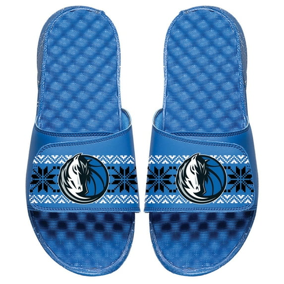 Men's ISlide Royal Dallas Mavericks Ugly Sweater Slide Sandals