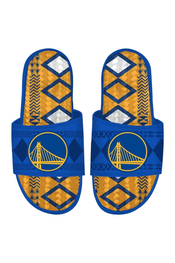 Men's ISlide Royal Golden State Warriors Shooting Touch Rwanda Pattern Gel Slide Sandals