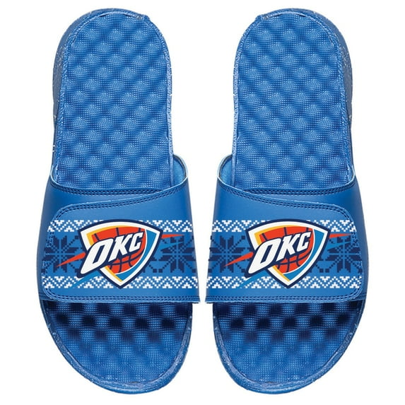 Men's ISlide Royal Oklahoma City Thunder Ugly Sweater Slide Sandals