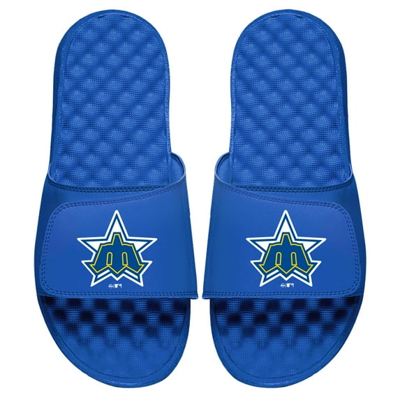 Men's ISlide Royal Seattle Mariners Cooperstown Logo Slide Sandals