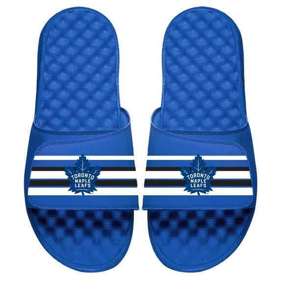 Men's ISlide Royal Toronto Maple Leafs Stripe Logo Slide Sandals