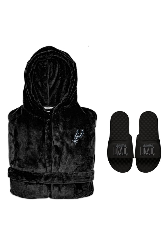 Men's ISlide San Antonio Spurs Dad Robe & Slide Sandals Bundle