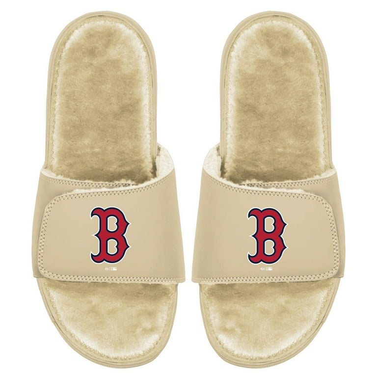 Men's ISlide Tan Boston Red Sox Dune Faux Fur Slide Sandals