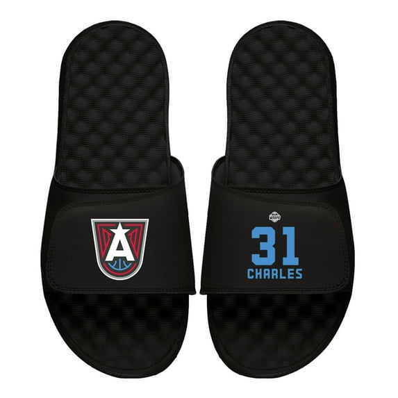 Men's ISlide Tina Charles Black Atlanta Dream Logo Split Slide Sandals