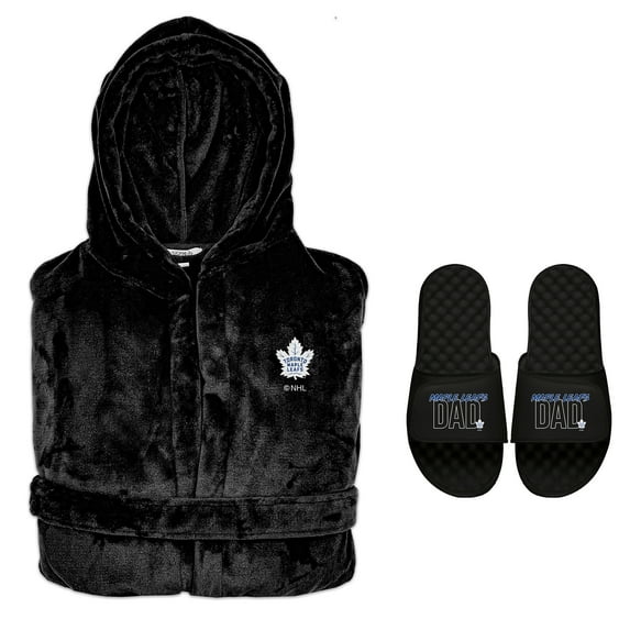 Men's ISlide Toronto Maple Leafs Dad Robe & Slide Sandals Bundle